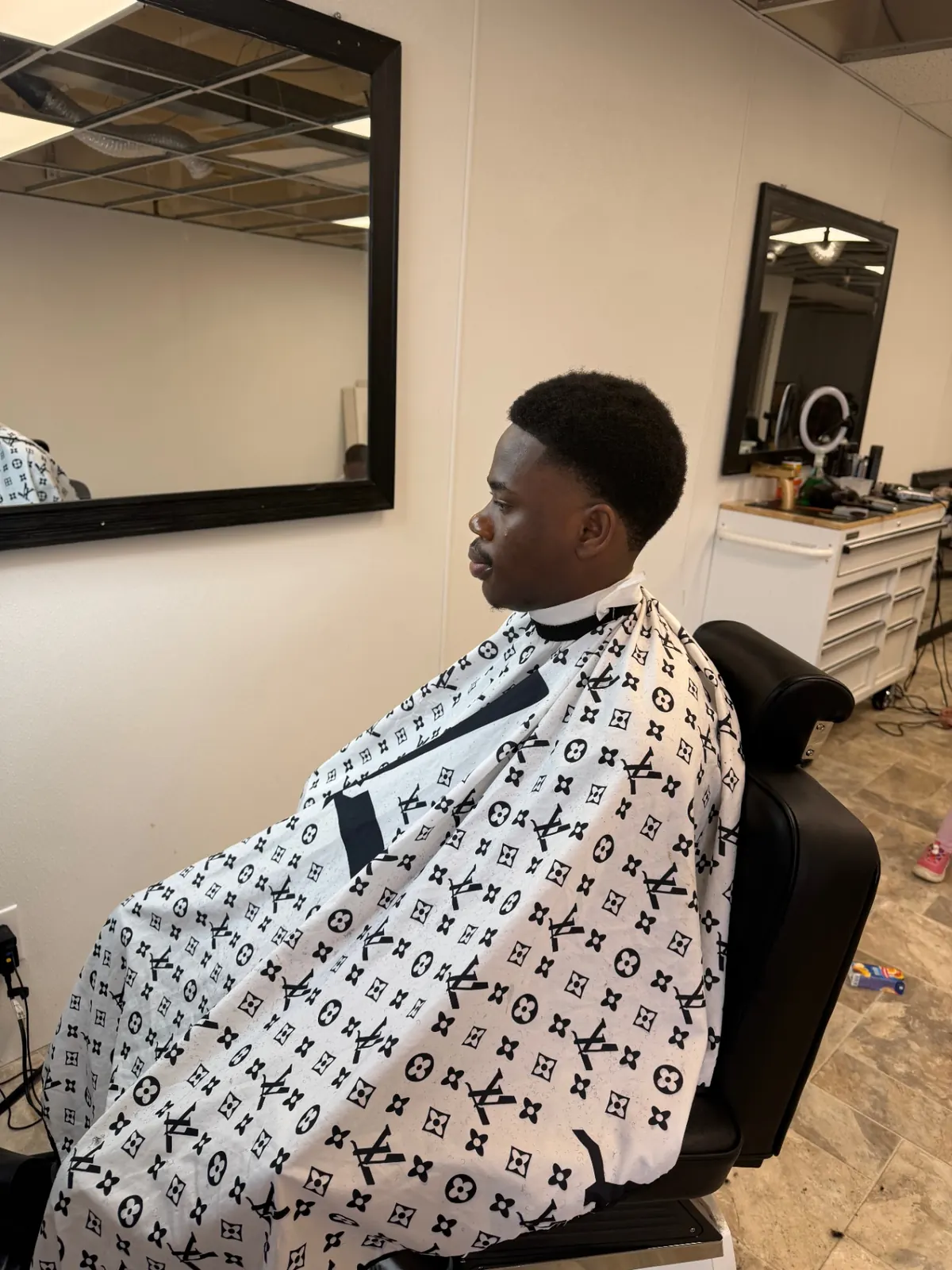 Afro with clean taper